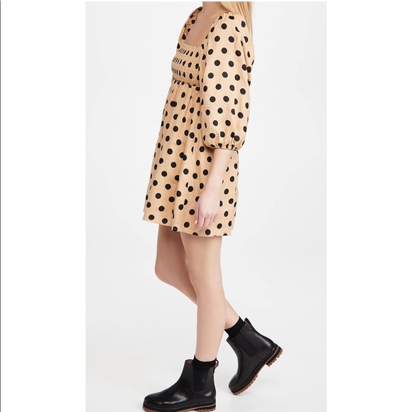 Faithfull The Brand Dallia Mini Dress Emelda Polka Dot Cold Shoulder Babydoll - Picture 14 of 16